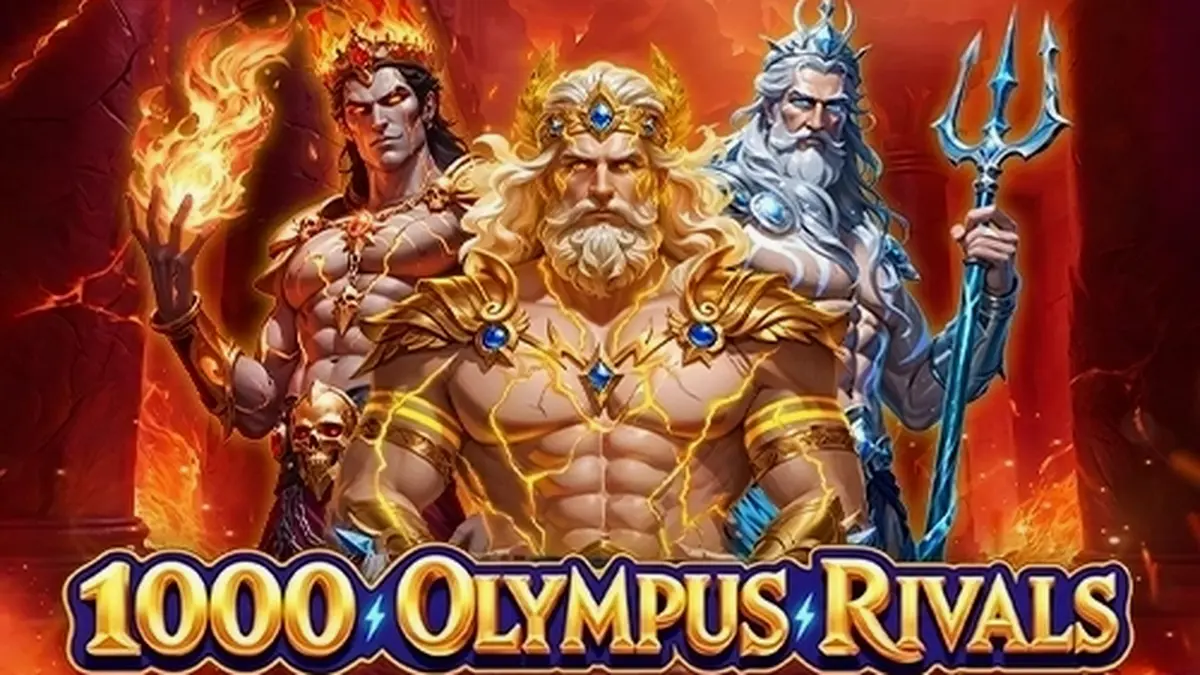 Tampilan visual slot 1000 Olympus Rivals dengan tema mitologi Yunani